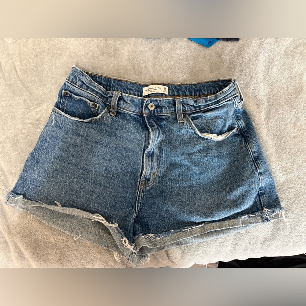 Abercrombie & Fitch Blue Distressed Jean Shorts